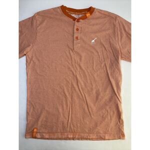 LRG Henley Shirt Men's XL Orange crewneck Short Sleeve Premium Fit Giraffe logo
